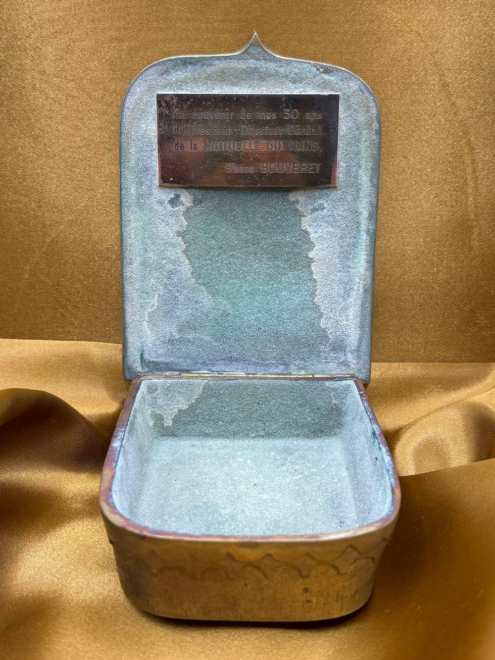 Max Le Verrier - Rare boite/coffret en bronze - Décor Fleurs de Lys & Porc-Epic - Ensemble signé - Collection - Décoration – Image 8