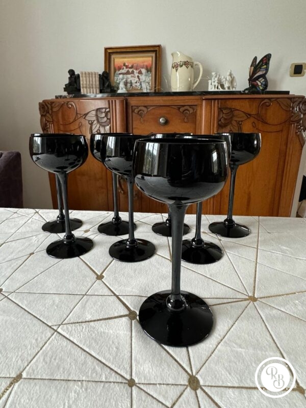 Lot de 8 verres à apéro en Cristal Noir - très rares - vintage