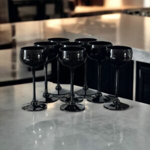 Joli lot de 8 verres à apéro en Cristal Noir - très rares - Introuvables - Vintage