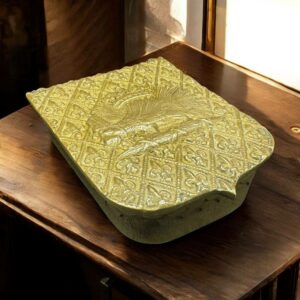 Max Le Verrier - Rare boite/coffret en bronze - Décors Fleurs de Lys & Porc-Epic - Ensemble signé