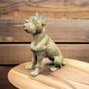 chien assi "boxer" en bronze belle patine