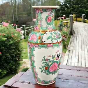 VASE CHINE DECOR FLORAL XXE CACHET ROUGE M1239