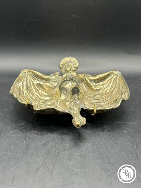 Cendrier Art nouveau Art décoration femme bras ouvert en laiton bronze doré ancien
