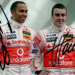 Autographe Lewis Hamilton et Alonso 10x15