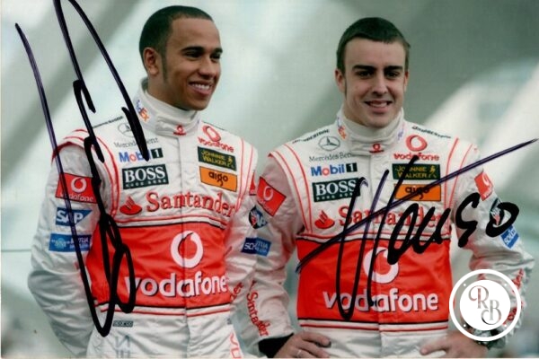 Autographe Lewis Hamilton et Alonso 10x15