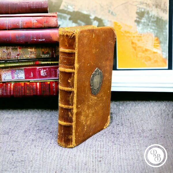 Mini-livre ancien, miniature, cuir marron - l'Imitation de Jésus Christ