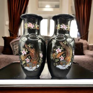 RETRO_BROC_Duo_paire_de_vase_chinois_noirs