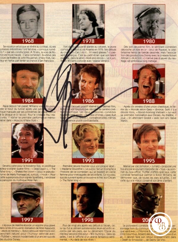 Autographe Robin Williams 21x28