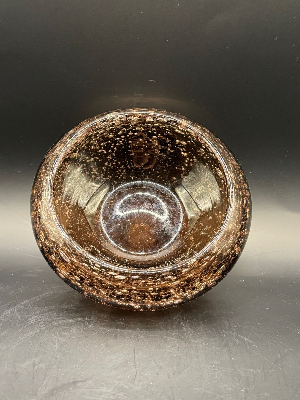 Retro_Broc_cendrier_vintage_verre_bulle_biot