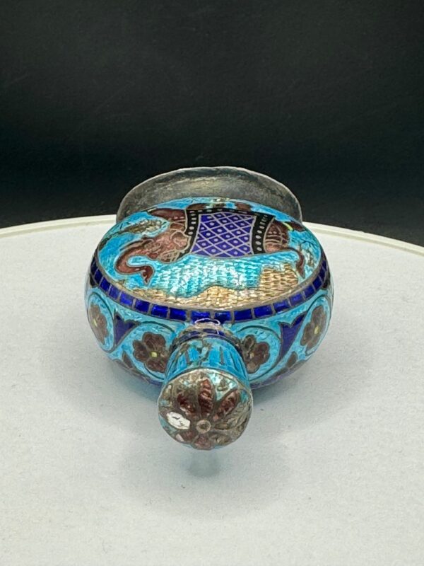 Un rare flacon de parfum miniature de couleur bleue dominante - En Argent 800/° et de fabrication antique d'Inde - Représentation d'un éléphant - Image 7