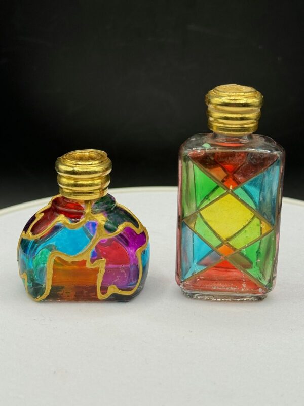 Magnifique duo de flacons miniatures de parfum vides et peints à la main - Collection – Image 2