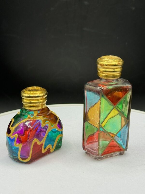 Magnifique duo de flacons miniatures de parfum vides et peints à la main - Collection – Image 4