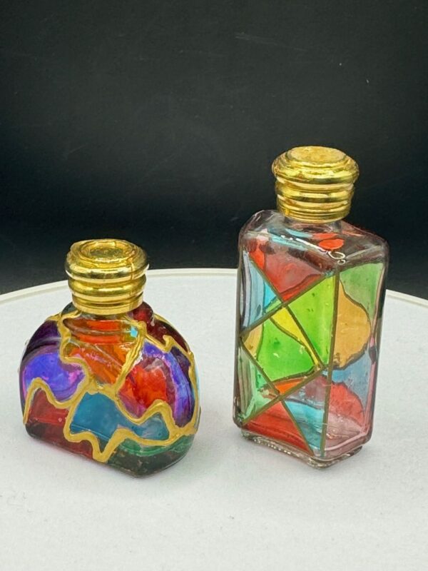 Magnifique duo de flacons miniatures de parfum vides et peints à la main - Collection – Image 5