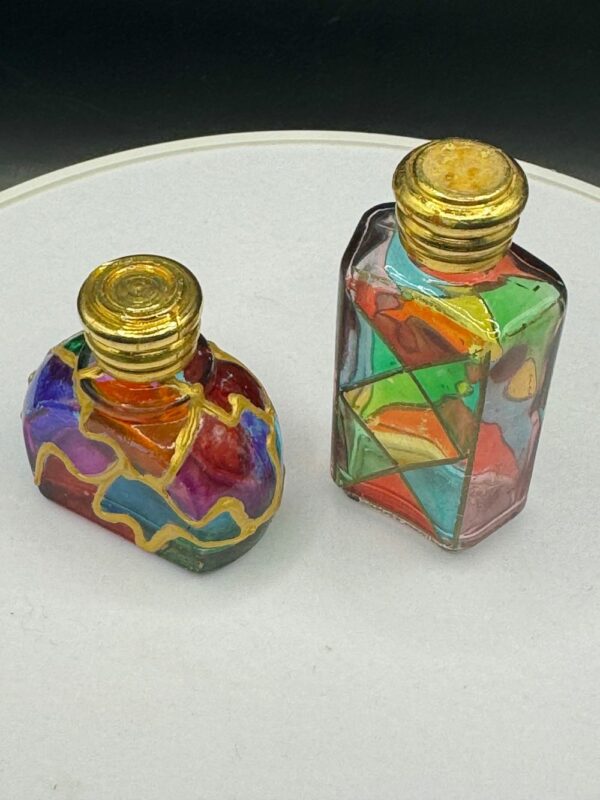 Magnifique duo de flacons miniatures de parfum vides et peints à la main - Collection – Image 6