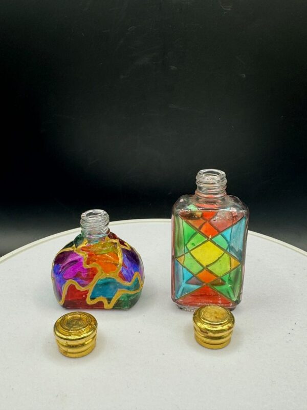 Magnifique duo de flacons miniatures de parfum vides et peints à la main - Collection – Image 7