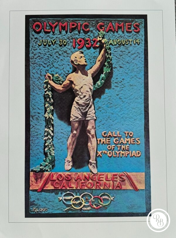 Affiche officielle historique des Jeux Olympiques du Centenaire - 1932 Jeux de Los Angeles - Xème Olympiade