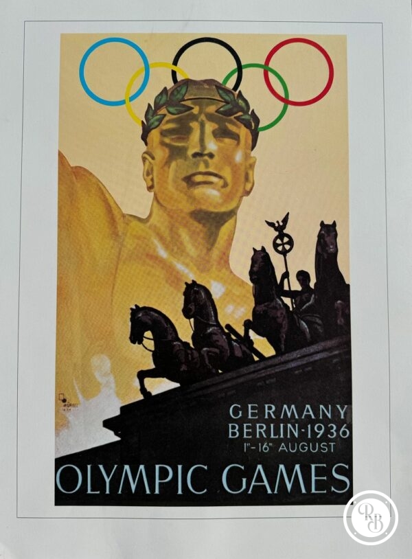 Affiche officielle historique des Jeux Olympiques du Centenaire - 1936 Jeux de Berlin - XIème Olympiade