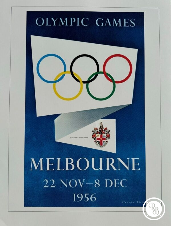 Deux Affiches officielles historiques des Jeux Olympiques du Centenaire - 1956 Jeux de Melbourne (et Stockholm pour l'Equitation)