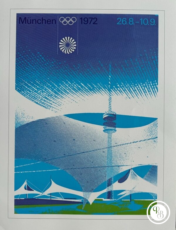 Affiche officielle historique des Jeux Olympiques du Centenaire - 1972 Jeux de Munich - XXème Olympiade 