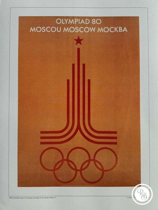 Affiche officielle historique des Jeux Olympiques du Centenaire - 1980 Jeux de Moscou - XXIIème Olympiade 