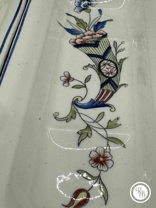 Lot de deux porte-savons anciens - maison Longchamps - Modèle Carquois - Terre de Fer - Polychrome - Couleur bleue - Image 6