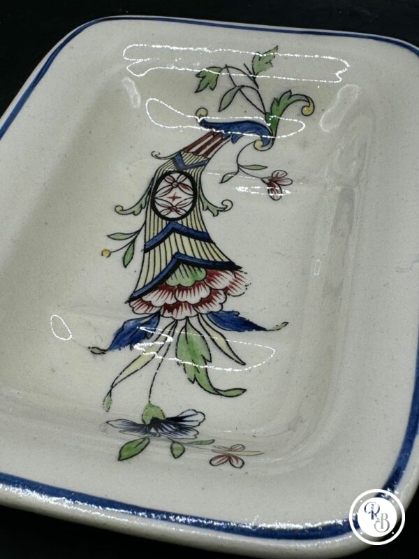 Lot de deux porte-savons anciens - maison Longchamps - Modèle Carquois - Terre de Fer - Polychrome - Couleur bleue - Image 7