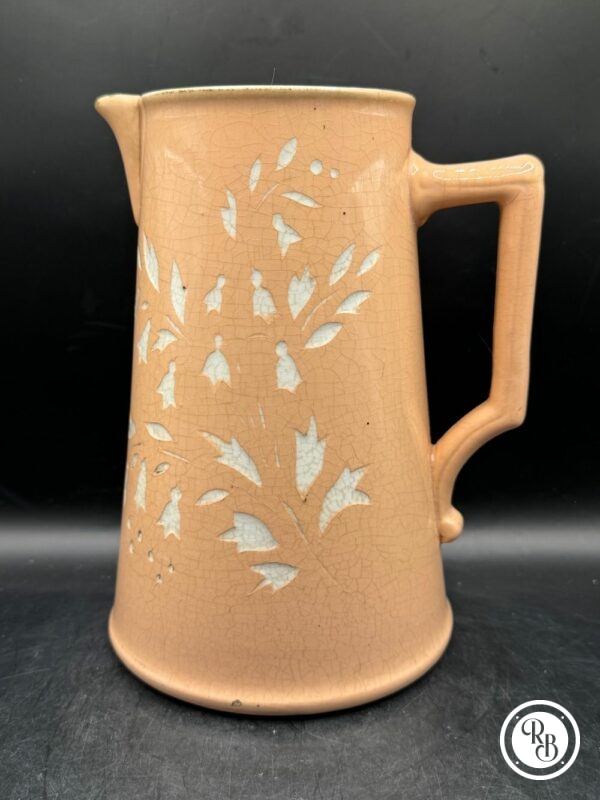 Rare ancien Pichet/broc en faïence rose pastel ajouré - Estampillé Sarreguemines & Digoin - Vers 1900 - Décoration - Image 2