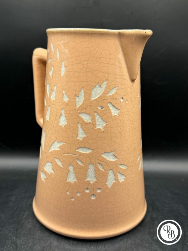 Rare ancien Pichet/broc en faïence rose pastel ajouré - Estampillé Sarreguemines & Digoin - Vers 1900 - Décoration - Image 4