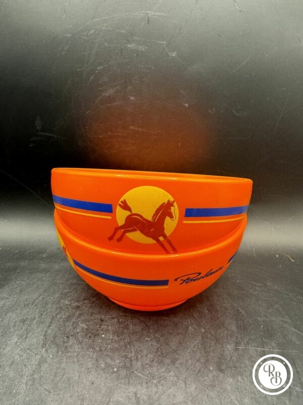 Lot de deux bols en plastique - Chocolaterie Poulain - Couleur Orange - Vintage - Image 3