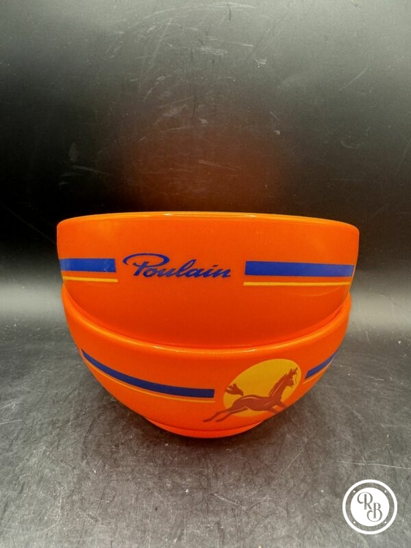 Lot de deux bols en plastique - Chocolaterie Poulain - Couleur Orange - Vintage - Image 4