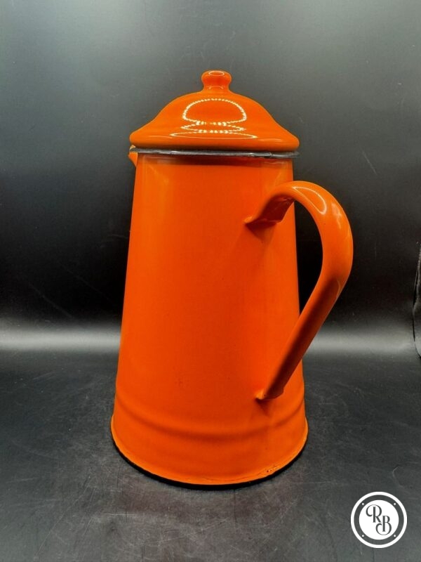 Cafetière en tôle émaillée de couleur orange - Vintage - Décoration – Image 3