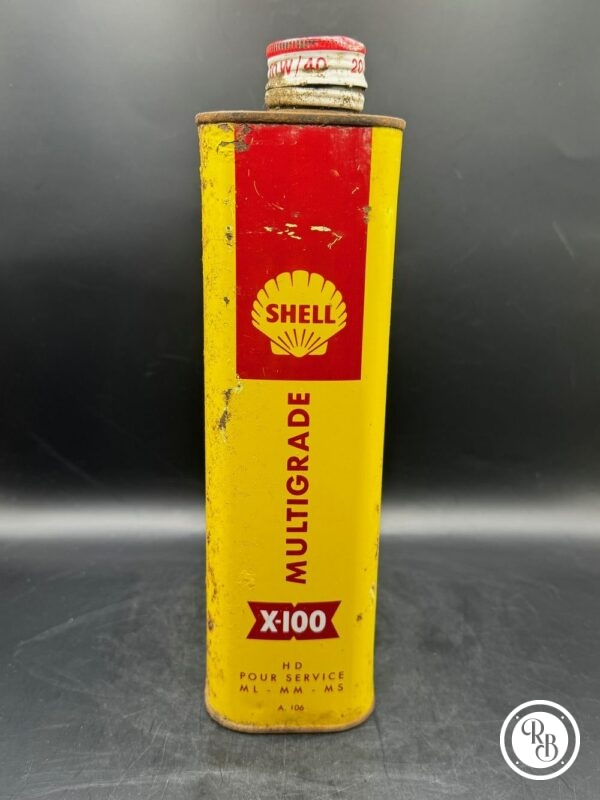 Bidon d'huile 2 litres X100 - De la marque Shell - Vintage - Décoration Garage ou Loft - Jaune et Rouge - Image 7