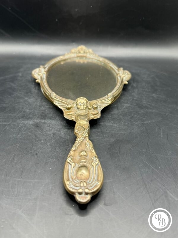 Ancien Miroir /face à main de coiffeuse en bronze massif - Style Baroque - Collection - Décoration - Image 2