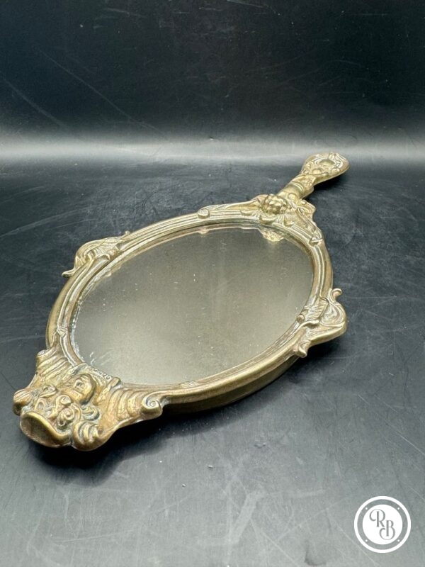 Ancien Miroir /face à main de coiffeuse en bronze massif - Style Baroque - Collection - Décoration - Image 4