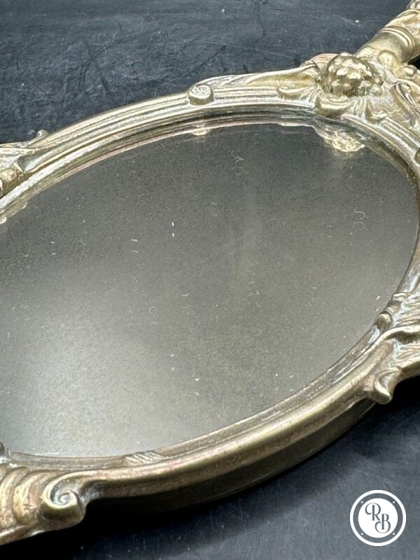 Ancien Miroir /face à main de coiffeuse en bronze massif - Style Baroque - Collection - Décoration - Image 5