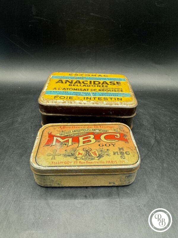 Lot de deux petites Boites Anciennes en métal - Anacidase et Mbc - Collection - Médicaments - Image 4