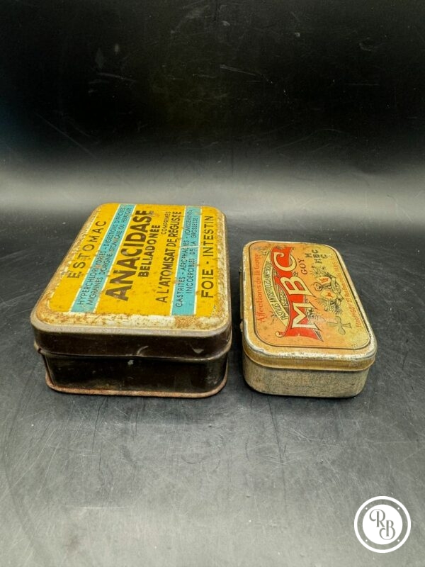 Lot de deux petites Boites Anciennes en métal - Anacidase et Mbc - Collection - Médicaments - Image 5