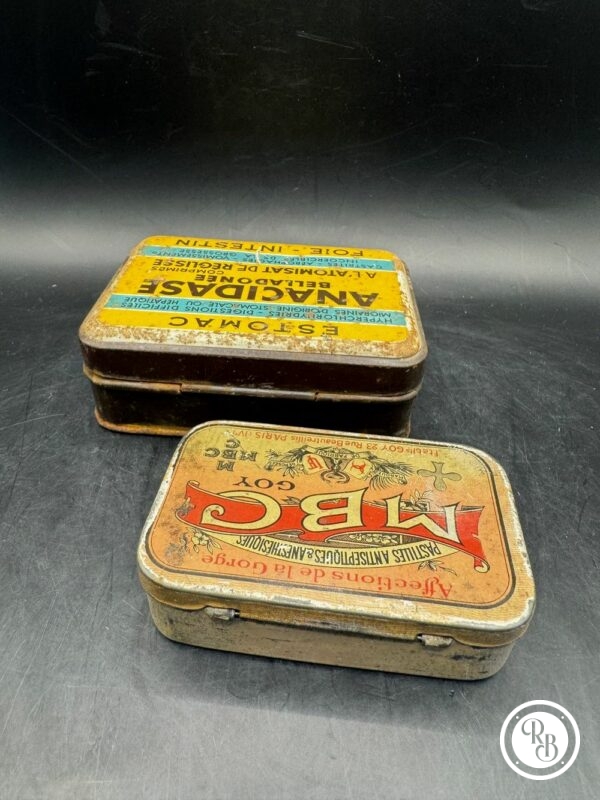 Lot de deux petites Boites Anciennes en métal - Anacidase et Mbc - Collection - Médicaments - Image 6