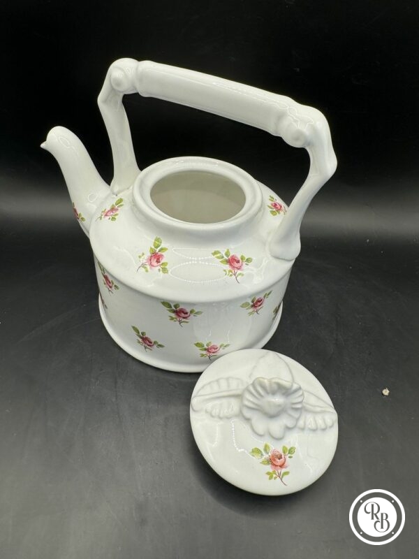 Théière Arthur Wood en porcelaine blanche avec de belles roses décoratives - Fabriquée en Angleterre - Image 7