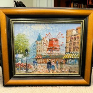 Magnifique huile sur toile de Caroline BURNETT représentant le Moulin Rouge - Boulevard de Clichy - PARIS - Tableau de petit format