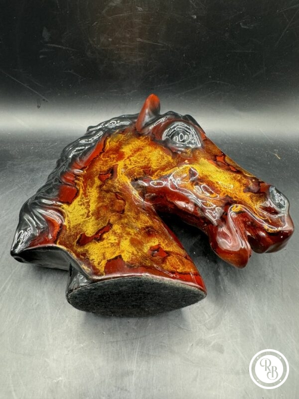 Statuette/Presse papier - Tête de cheval (en résine émaillée) décorée à la main (couleurs feu) - Image 6