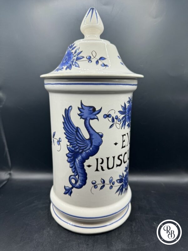 Ancien grand pot à Pharmacie - pot d'Apothicaire en faïence - Extrait Ruscus.AC - St Clément - Collection - Image 3