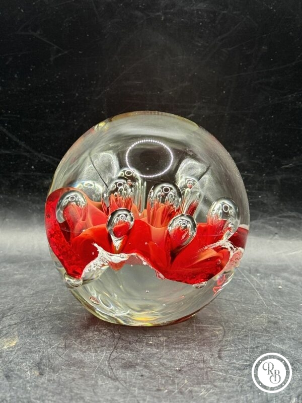 Sulfure (Presse papier en verre) - De couleurs Rouge et blanche - Déco - Collection - Diamètre 7 cm - Image 3