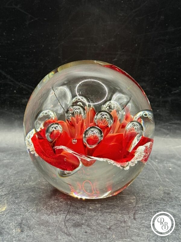 Sulfure (Presse papier en verre) - De couleurs Rouge et blanche - Déco - Collection - Diamètre 7 cm - Image 4