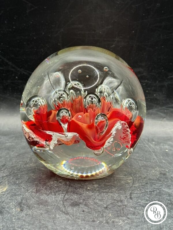 Sulfure (Presse papier en verre) - De couleurs Rouge et blanche - Déco - Collection - Diamètre 7 cm - Image 5