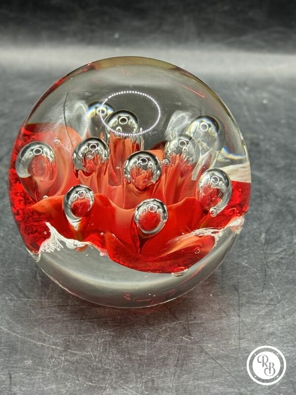 Sulfure (Presse papier en verre) - De couleurs Rouge et blanche - Déco - Collection - Diamètre 7 cm - Image 8