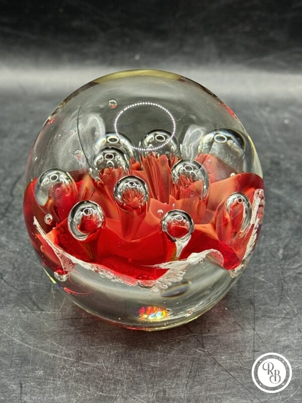 Sulfure (Presse papier en verre) - De couleurs Rouge et blanche - Déco - Collection - Diamètre 7 cm - Image 10
