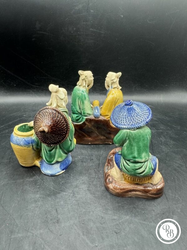 Lot de trois miniatures en terre cuite peintes à la main provenant de Chine et datées du Milieu du XXème - Collection - Image 4