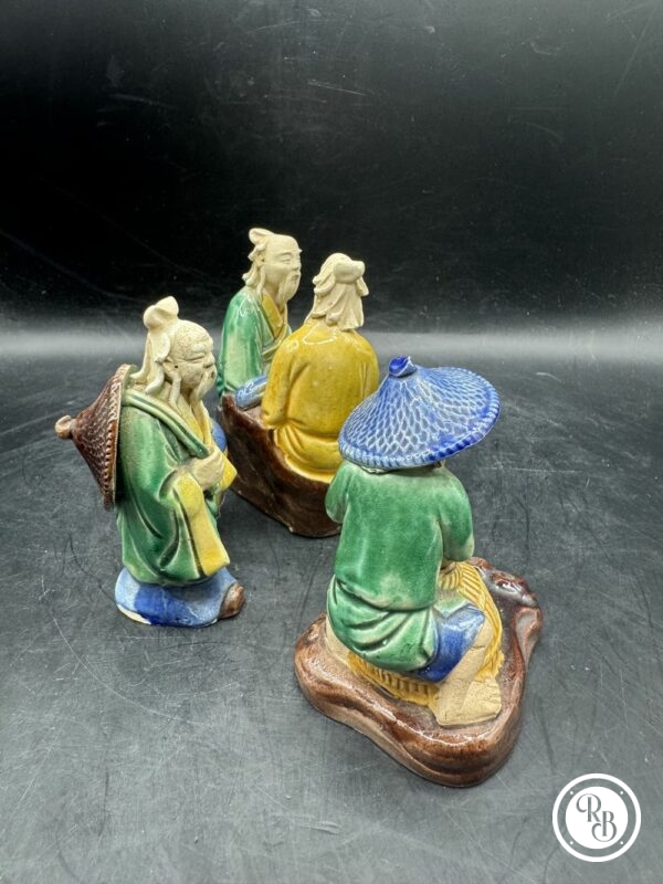 Lot de trois miniatures en terre cuite peintes à la main provenant de Chine et datées du Milieu du XXème - Collection - Image 5