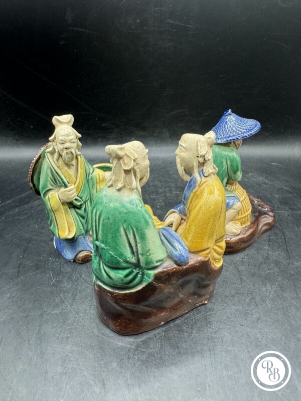 Lot de trois miniatures en terre cuite peintes à la main provenant de Chine et datées du Milieu du XXème - Collection - Image 6